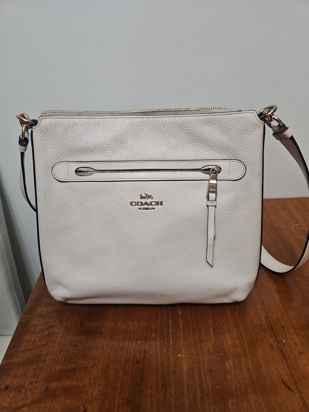 Coach Pebbled Leather Crossbody Purse Off White F34823